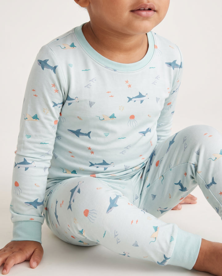 Little Ocean Swimmers Bamboo Two Piece Long Sleeve Pajama Set