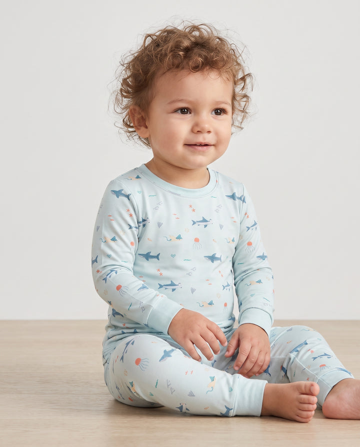 Little Ocean Swimmers Bamboo Two Piece Long Sleeve Pajama Set