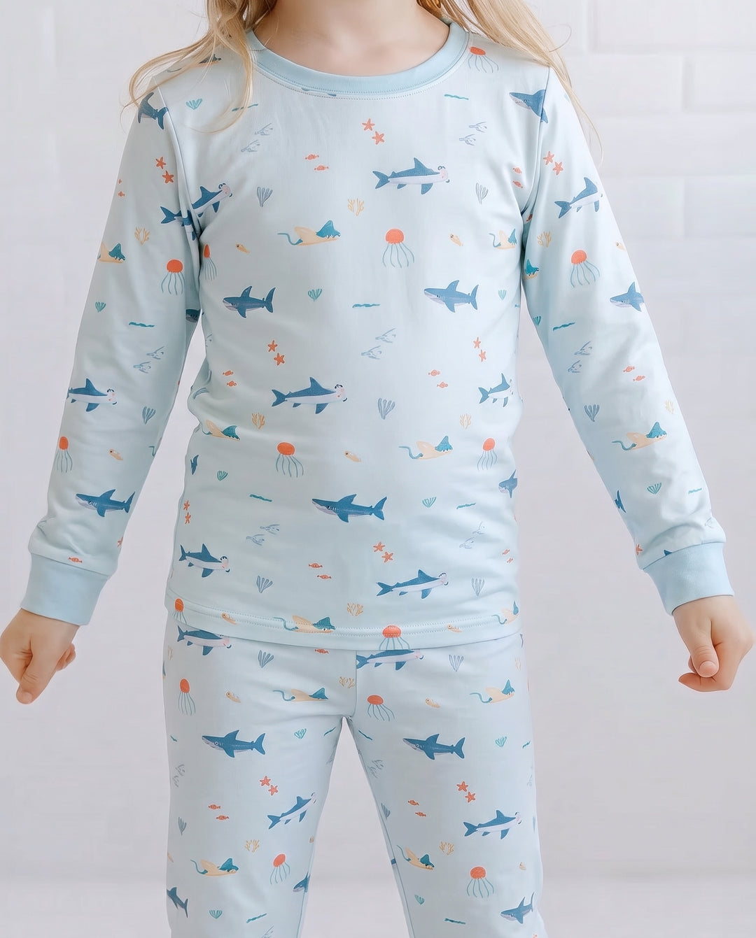 Little Ocean Swimmers Bamboo Two Piece Long Sleeve Pajama Set