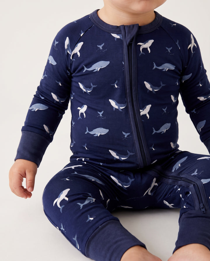 Tiny Whale Tide Bamboo Convertible Zipper Romper