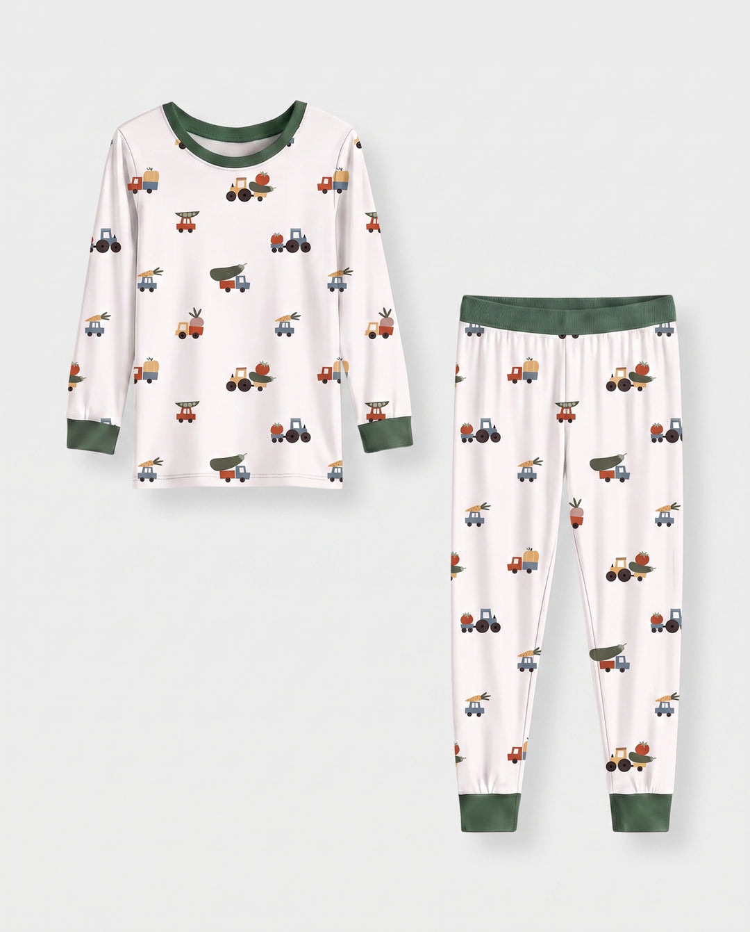 Little Harvest Wheels Bamboo Two Piece Long Sleeve Pajama Set