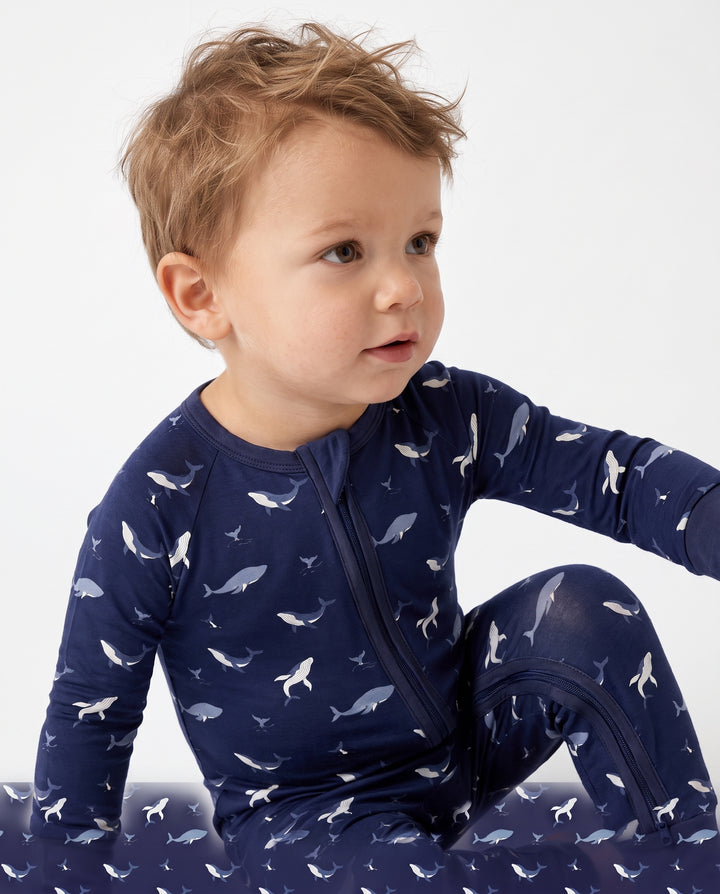 Tiny Whale Tide Bamboo Convertible Zipper Romper
