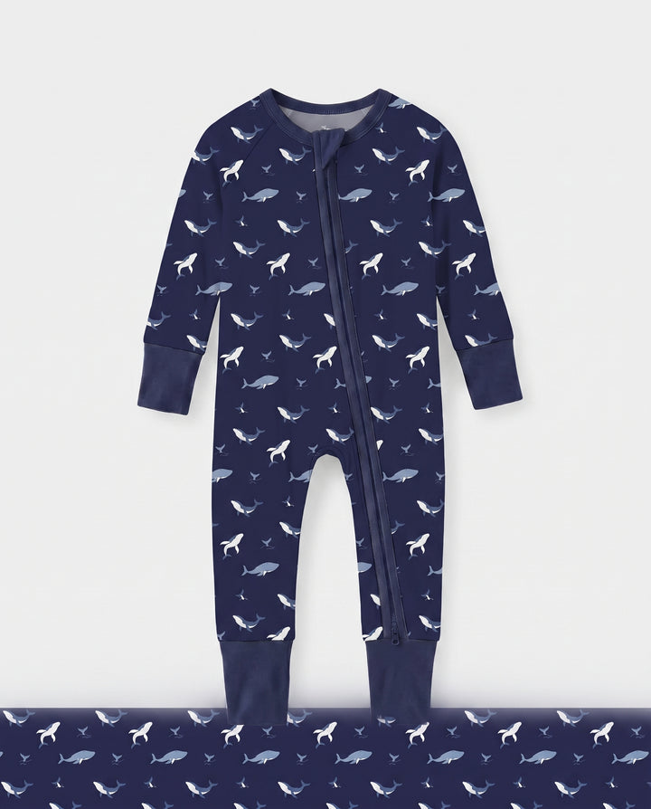 Tiny Whale Tide Bamboo Convertible Zipper Romper