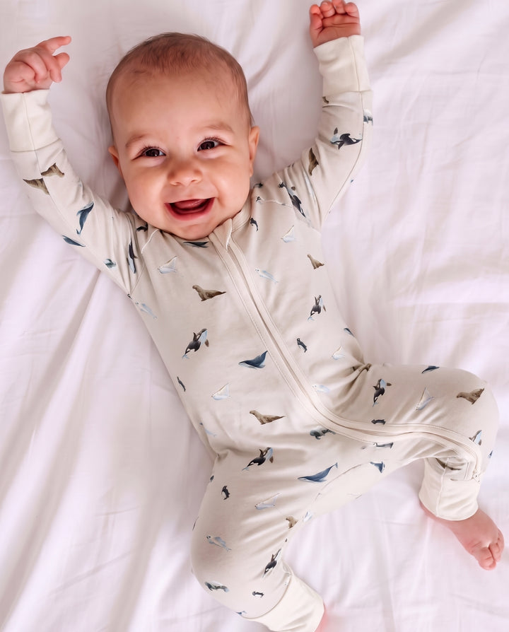 Arctic Ocean Friends Bamboo Convertible Zipper Romper