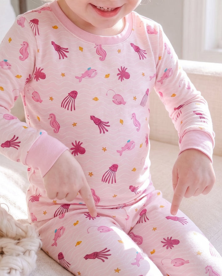 Pink Tide Treasures Bamboo Two Piece Long Sleeve Pajama Set