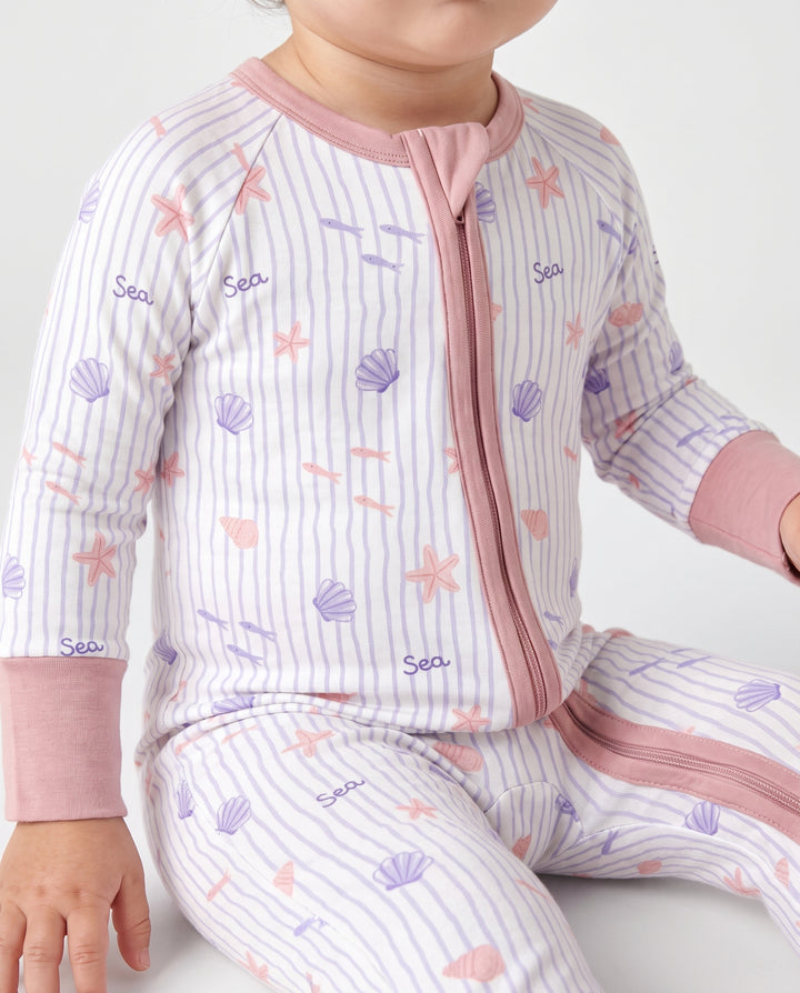 Blush Sea Garden Bamboo Convertible Zipper Romper
