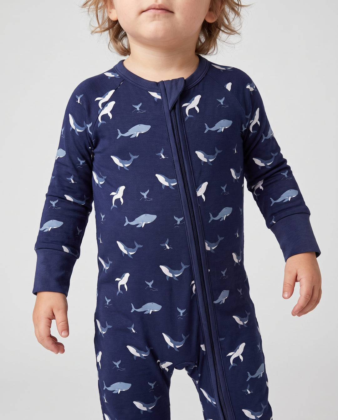 Tiny Whale Tide Bamboo Convertible Zipper Romper