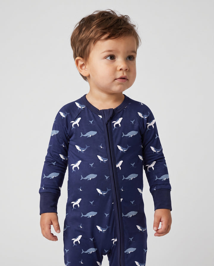 Tiny Whale Tide Bamboo Convertible Zipper Romper
