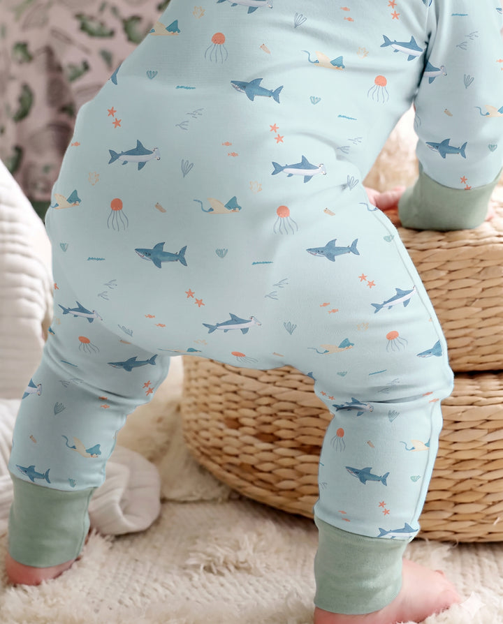 Little Ocean Swimmers Bamboo Convertible Zipper Romper