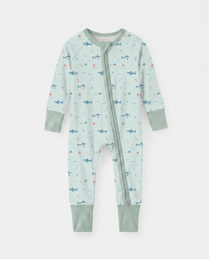 Little Ocean Swimmers Bamboo Convertible Zipper Romper