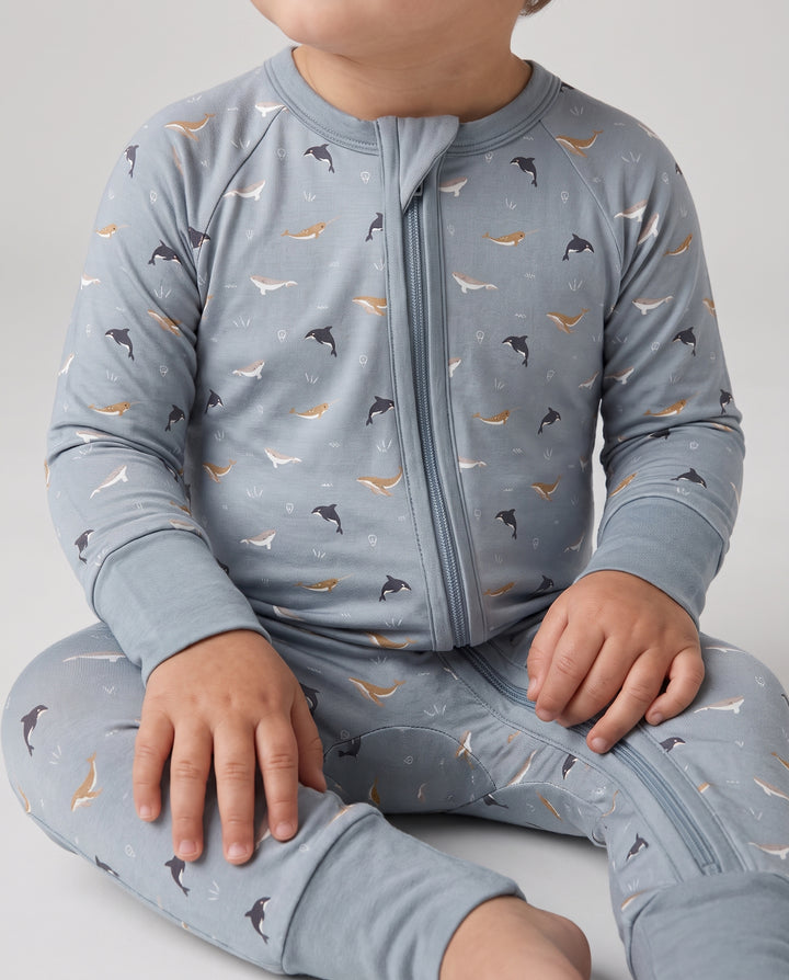 Narwhal Drift Bamboo Convertible Zipper Romper