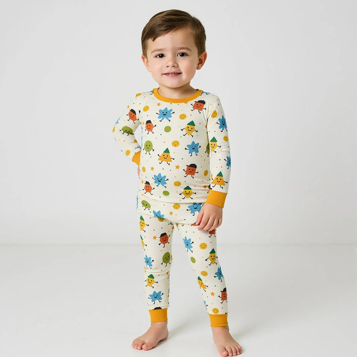Geo Buddies Two Piece Long Sleeve Pajama Set - Zumbamboo