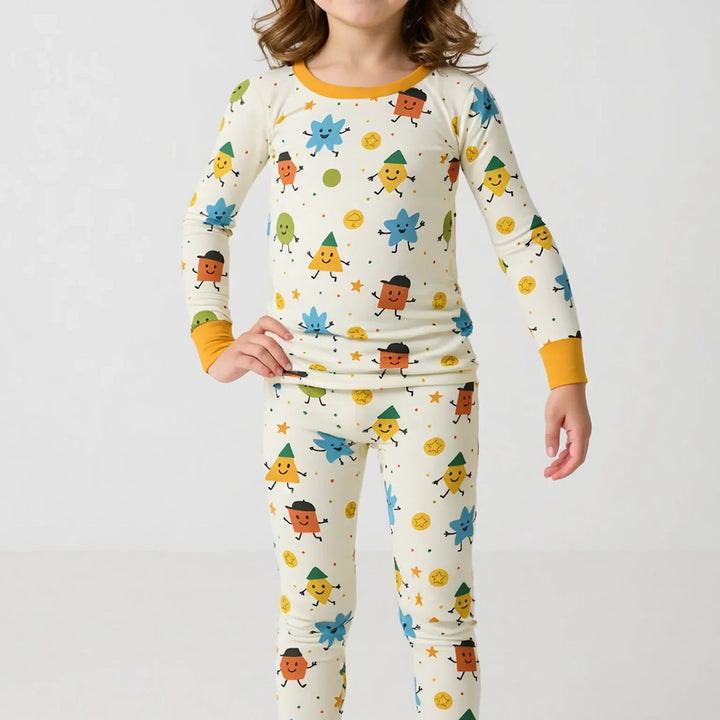 Geo Buddies Two Piece Long Sleeve Pajama Set - Zumbamboo