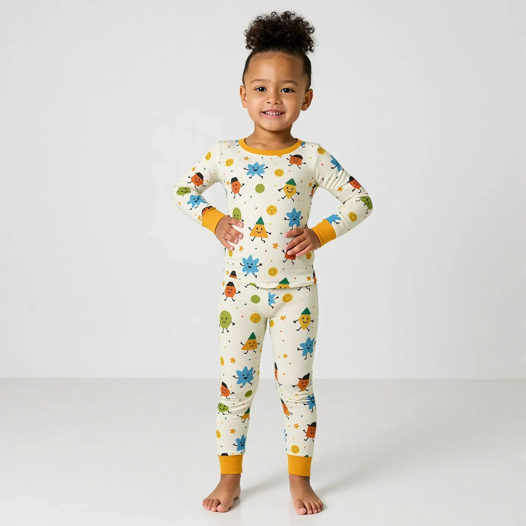 Geo Buddies Two Piece Long Sleeve Pajama Set - Zumbamboo