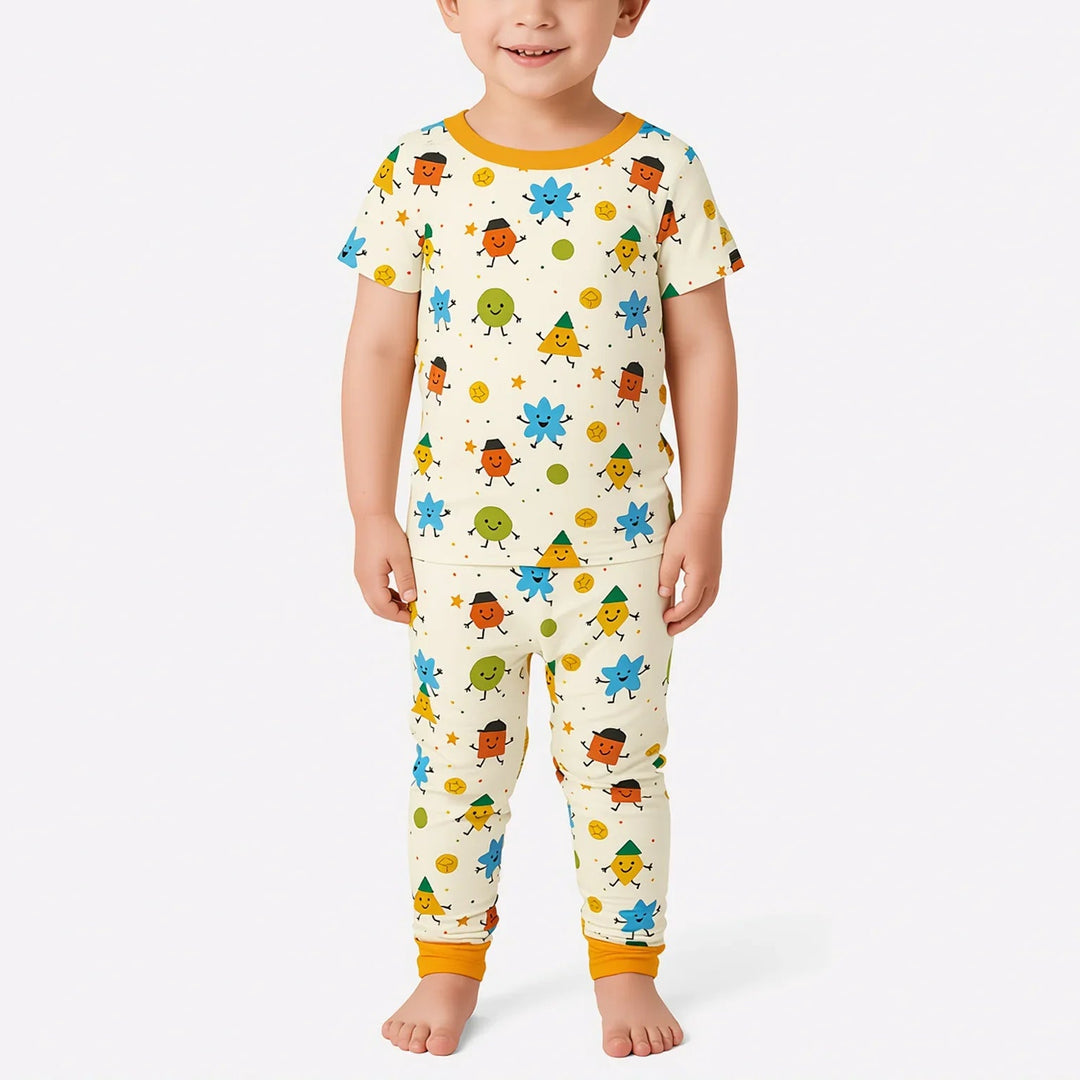 Geo Buddies Two Piece Short Sleeve Pajama Set - Zumbamboo
