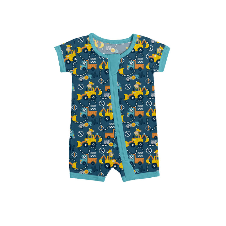 Giraffe Loader Driver Shorty Zippered Romper