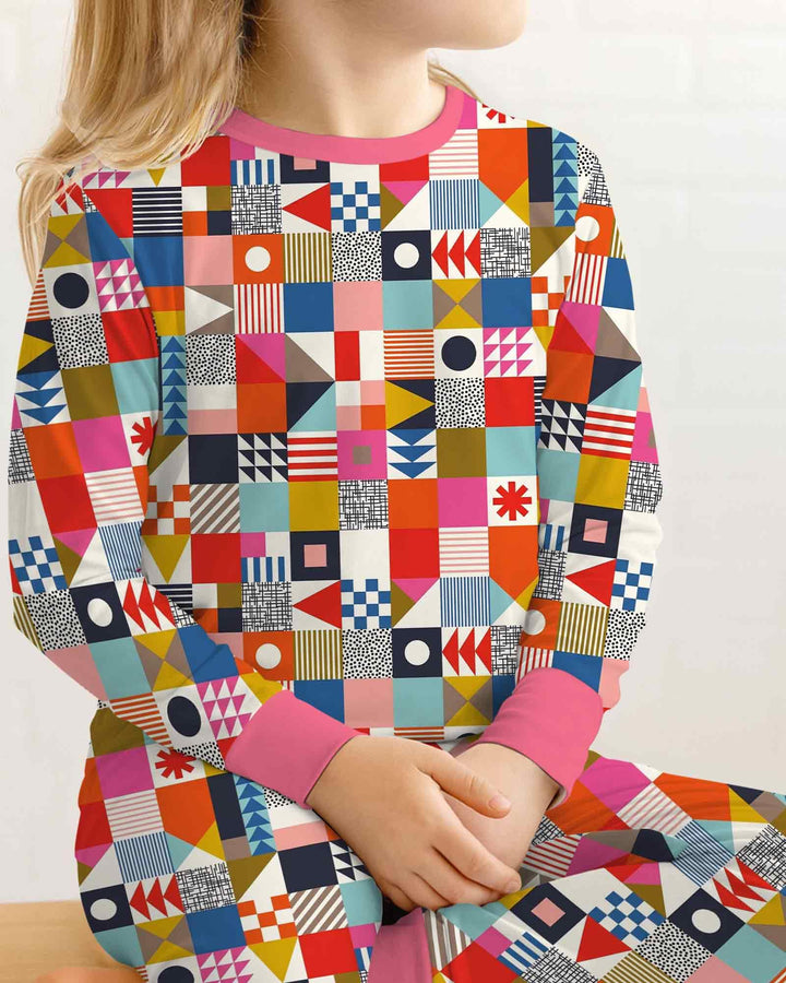 Playful Shapes Bamboo Two Piece Long Sleeve Pajama Set
