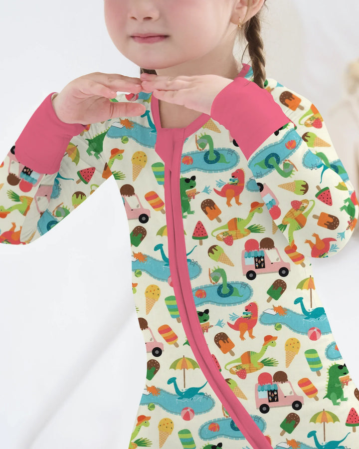 Pijama Dino Summer Splash Bamboo Convertible con Cremallera