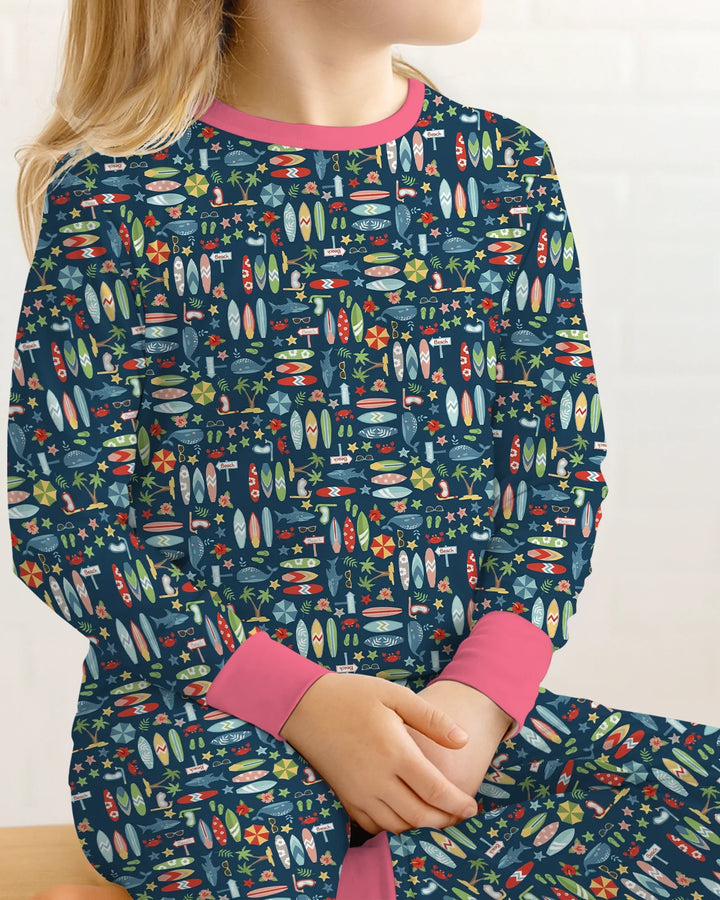 Endless Summer Surf Bamboo Two Piece Long Sleeve Pajama Set