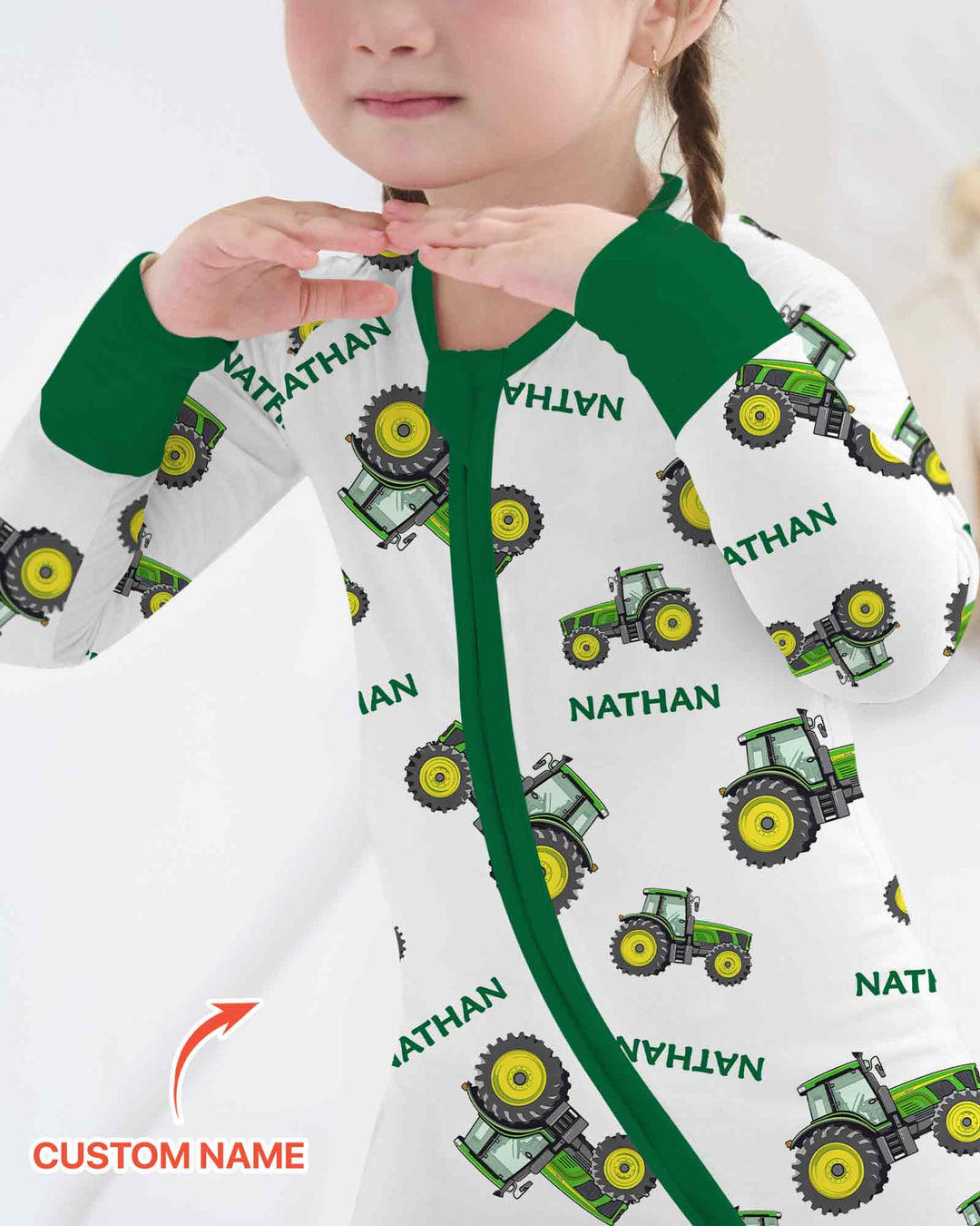 Custom Name Green Tractors Matching Daddy & Me Bamboo Convertible Zippy