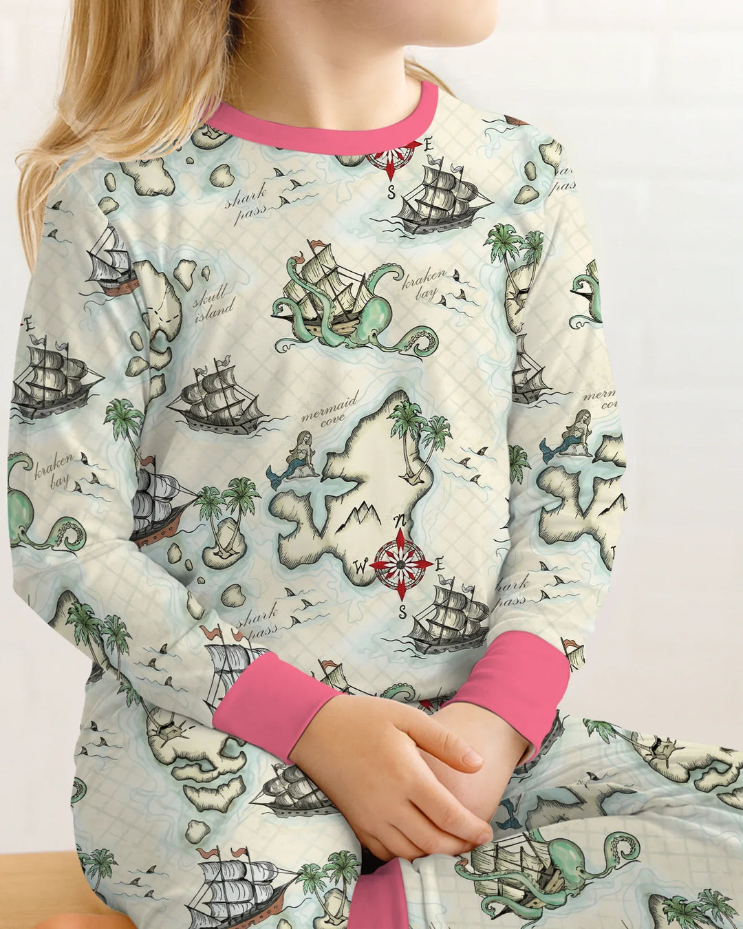 Pirate Treasure Map Quest  Bamboo Two Piece Long Sleeve Pajama Set