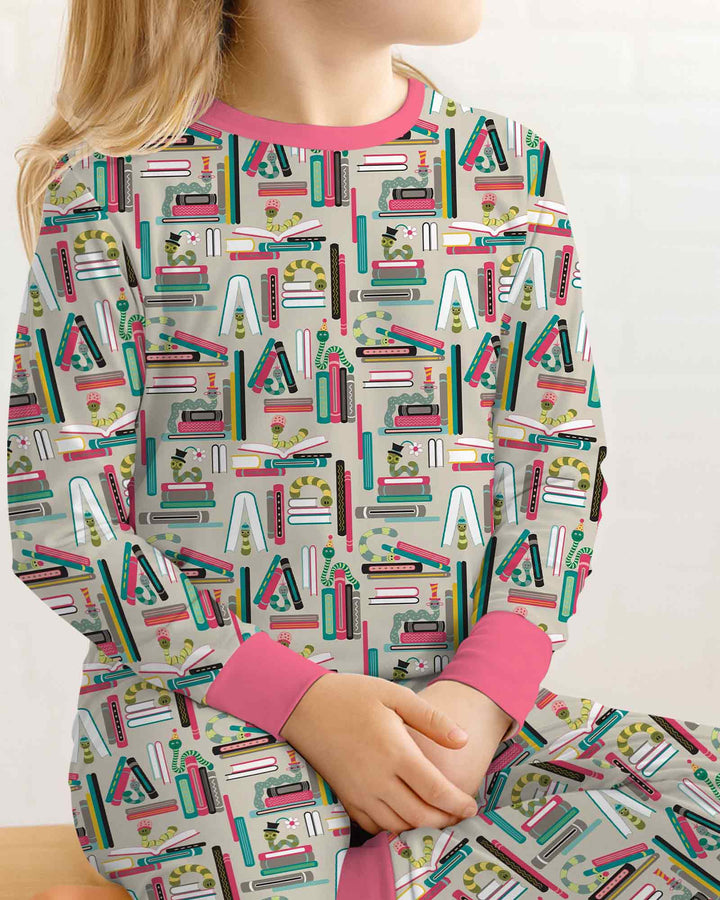 Bookworm Adventures Bamboo Two Piece Long Sleeve Pajama Set