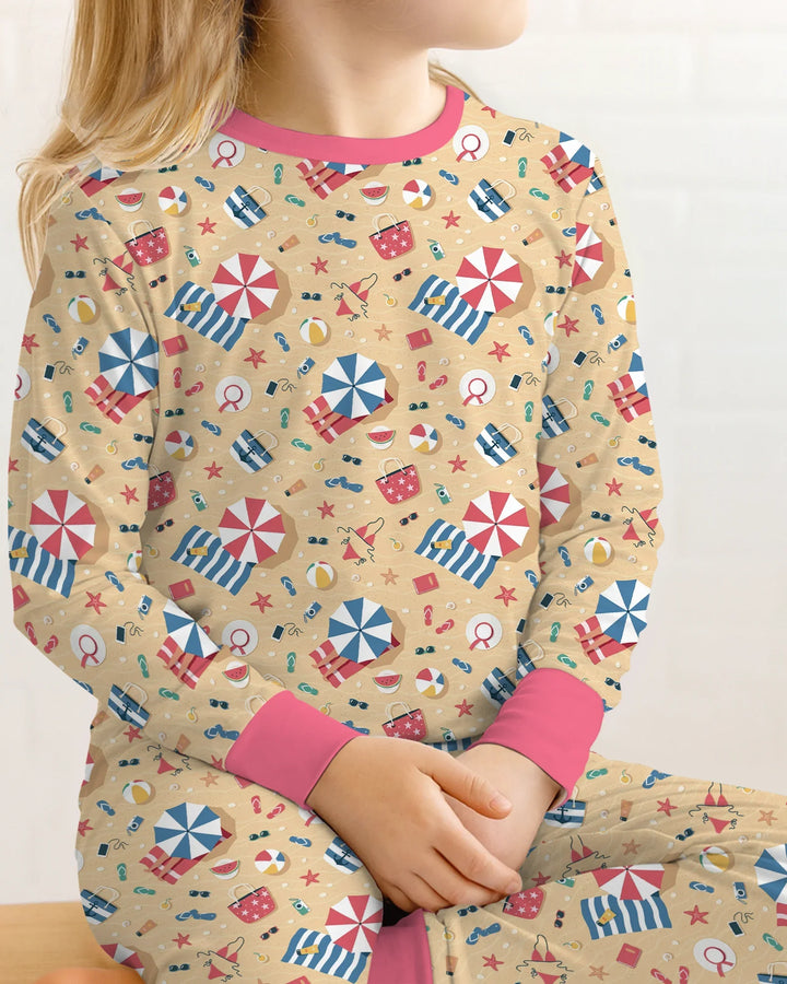 Sunny Beach Day Essentials Bamboo Two Piece Long Sleeve Pajama Set