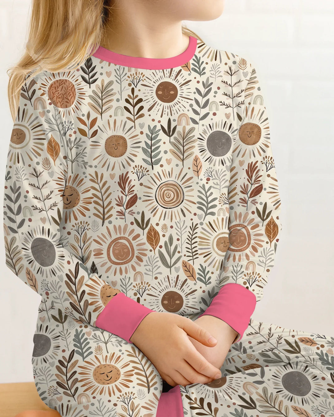 Boho Sunshine Garden Bamboo Two Piece Long Sleeve Pajama Set