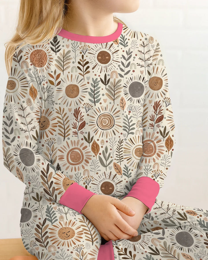 Boho Sunshine Garden Bamboo Two Piece Long Sleeve Pajama Set