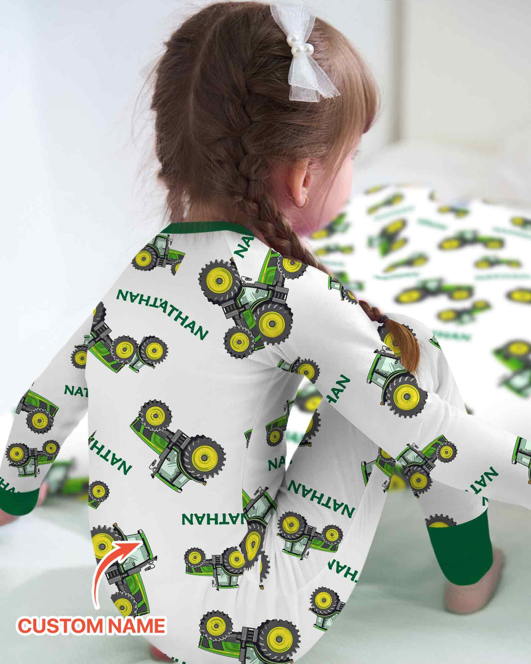 Custom Name Green Tractors Matching Daddy & Me Bamboo Convertible Zippy