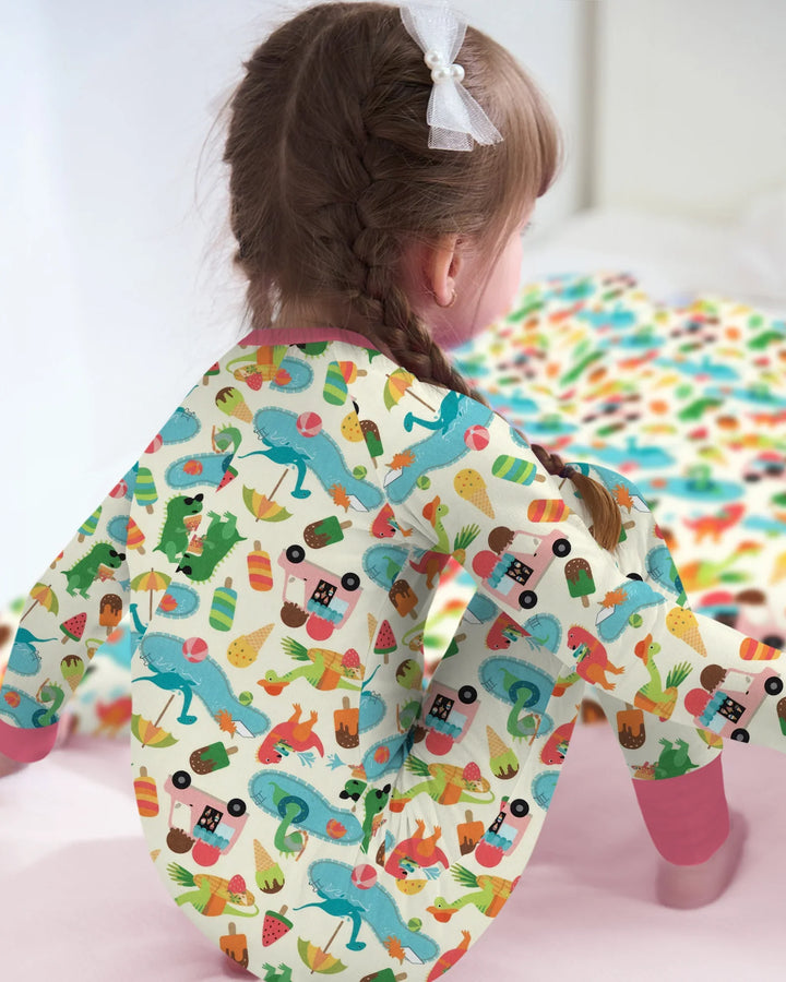 Pijama Dino Summer Splash Bamboo Convertible con Cremallera