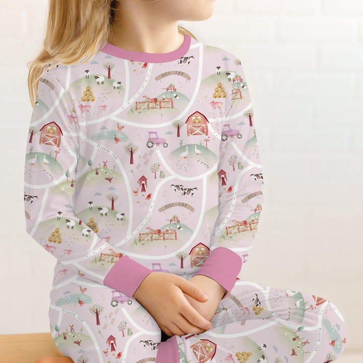 Farm Meadow Route Map Two Piece Long Sleeve Pajama Set
