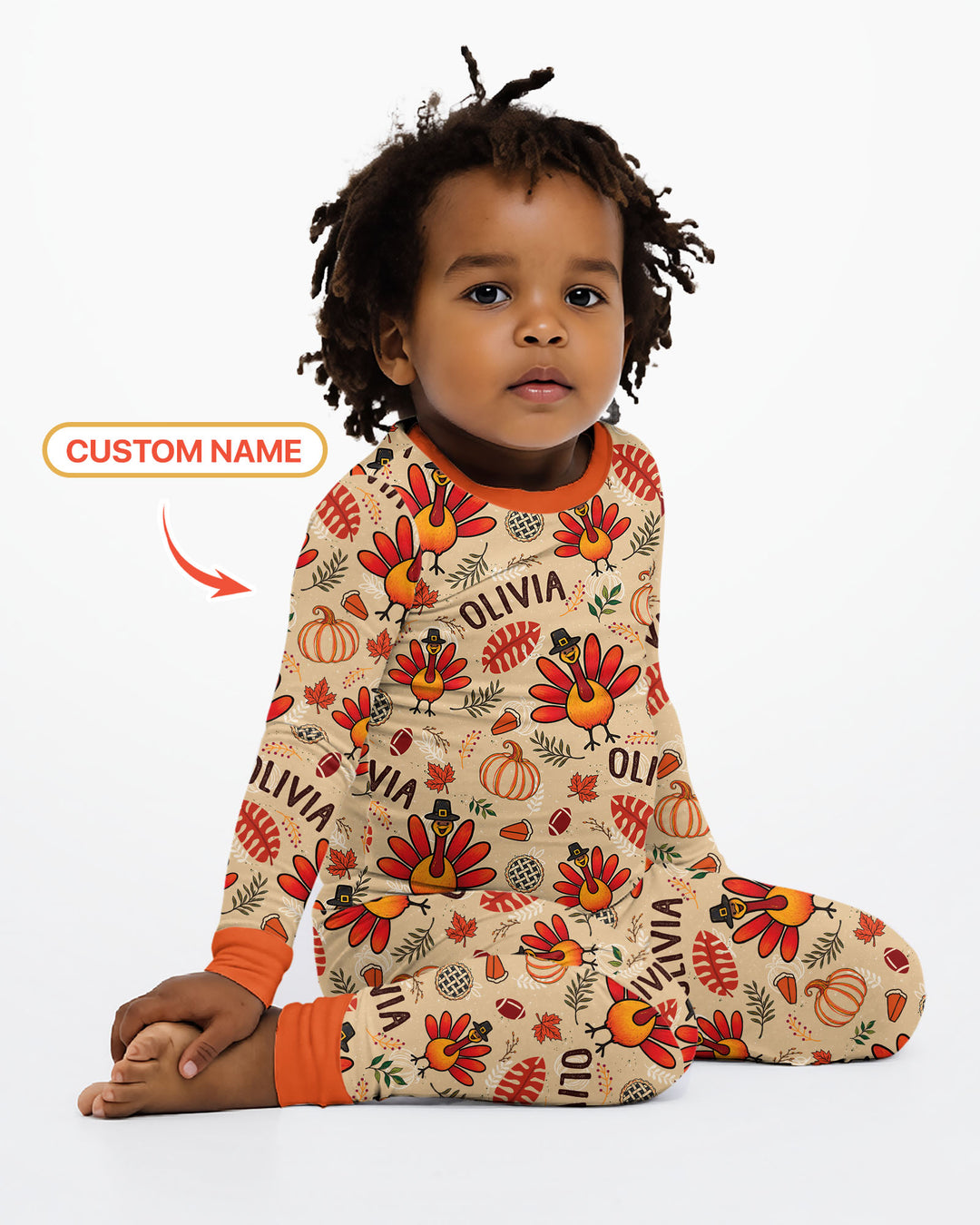 Thanksgiving Turkey Pattern Bamboo Two Piece Long Sleeve Pajama Set