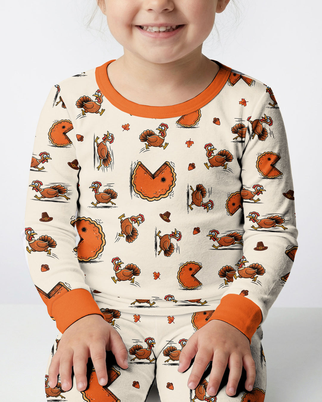 Thanksgiving Pumpkin Pie Chasing Bamboo Two Piece Long Sleeve Pajama Set