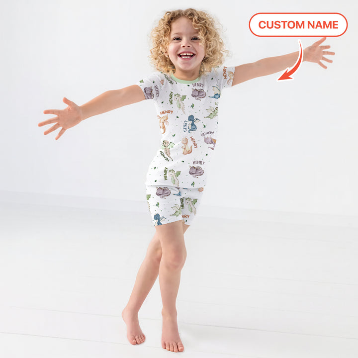 Sweet Baby Dragons Custom Name Two Piece Short Sleeve Shorts Pajama Set