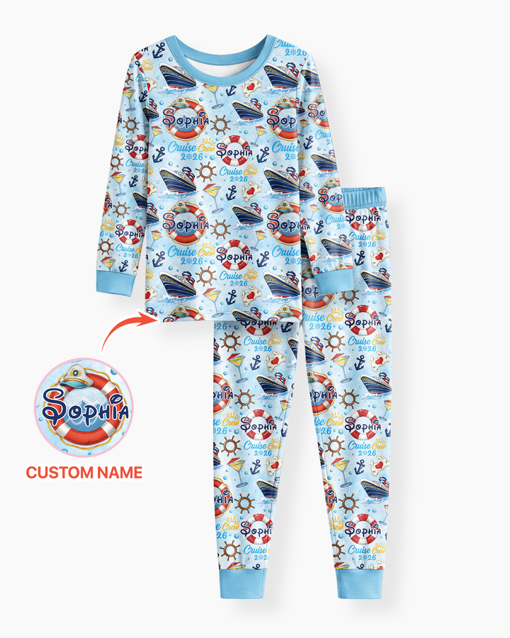 Custom Name Cruise Crew 2026 Bamboo Two Piece Long Sleeve Pajama Set