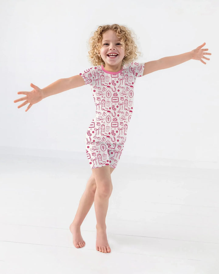 Doodle Wild West Cowgirl Bamboo Two Piece Short Sleeve Shorts Pajama Set
