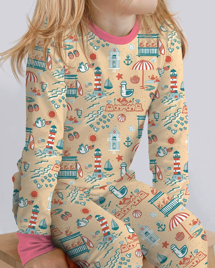 Seaside Storybook Days Bamboo Two Piece Long Sleeve Pajama Set
