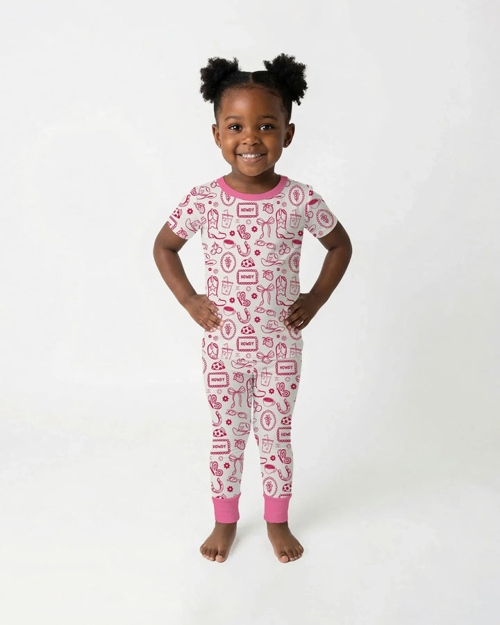 Doodle Wild West Cowgirl Bamboo Two Piece Short Sleeve Pajama Set