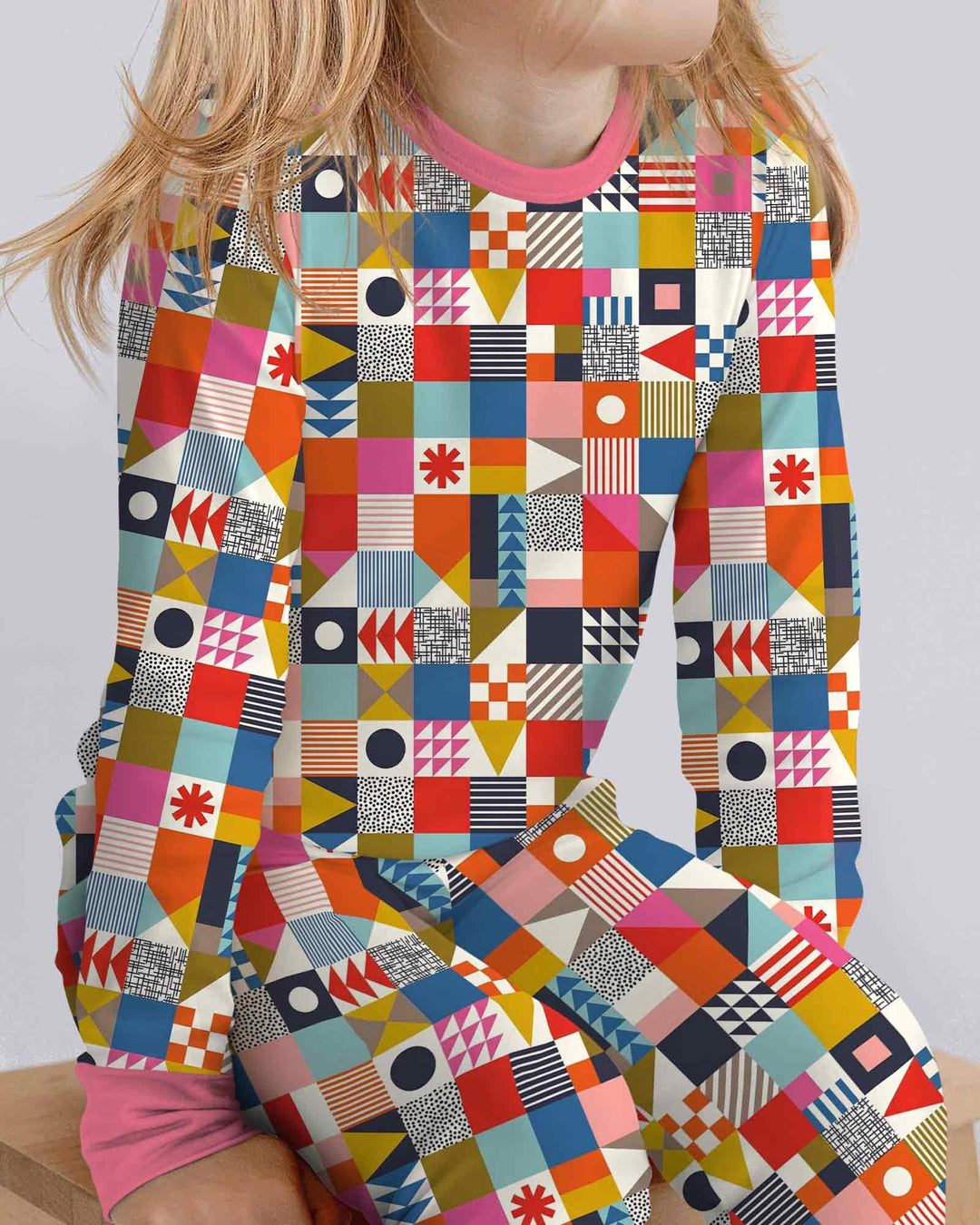 Playful Shapes Bamboo Two Piece Long Sleeve Pajama Set
