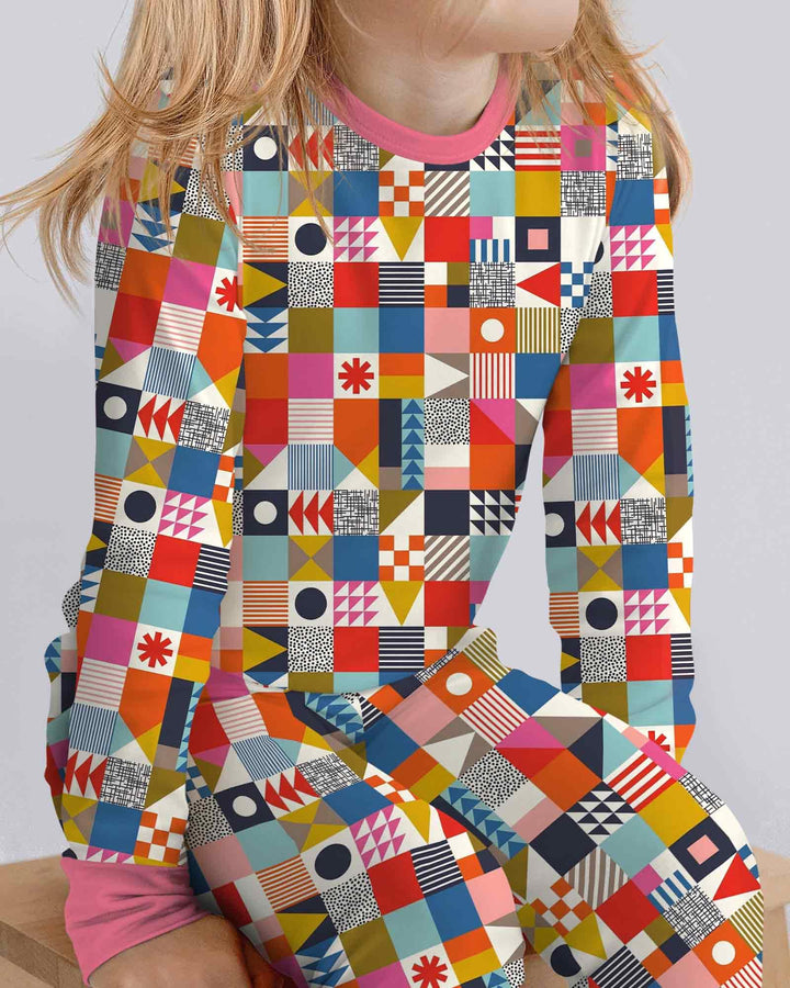 Playful Shapes Bamboo Two Piece Long Sleeve Pajama Set