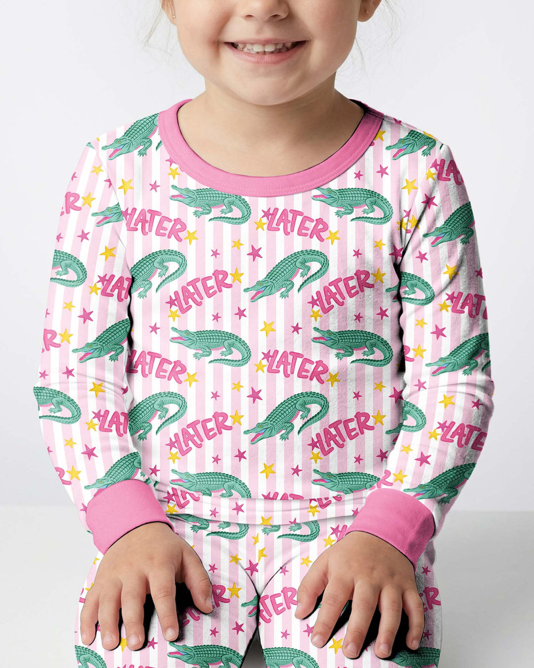 Later Gator After A While Crocodile Bamboo Two Piece Long Sleeve Pajama Set