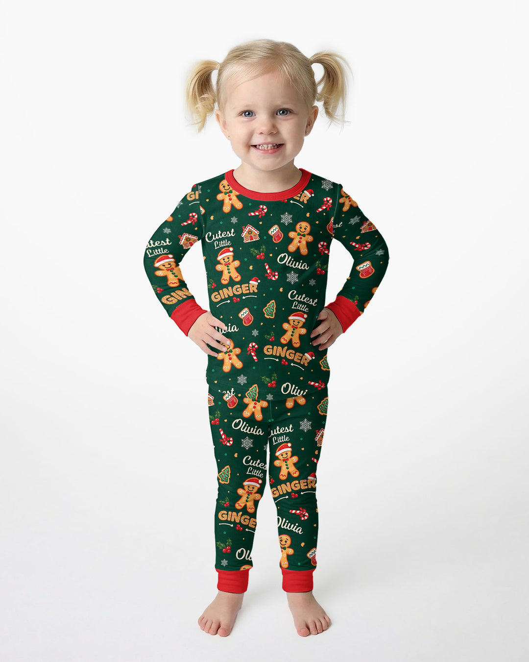 Custom Name Cutest Little Ginger Bamboo Two Piece Long Sleeve Pajama Set