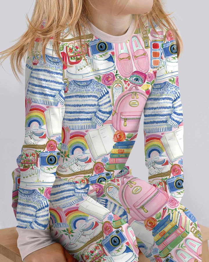 Sweet School Adventure Bamboo Two Piece Long Sleeve Pajama Set