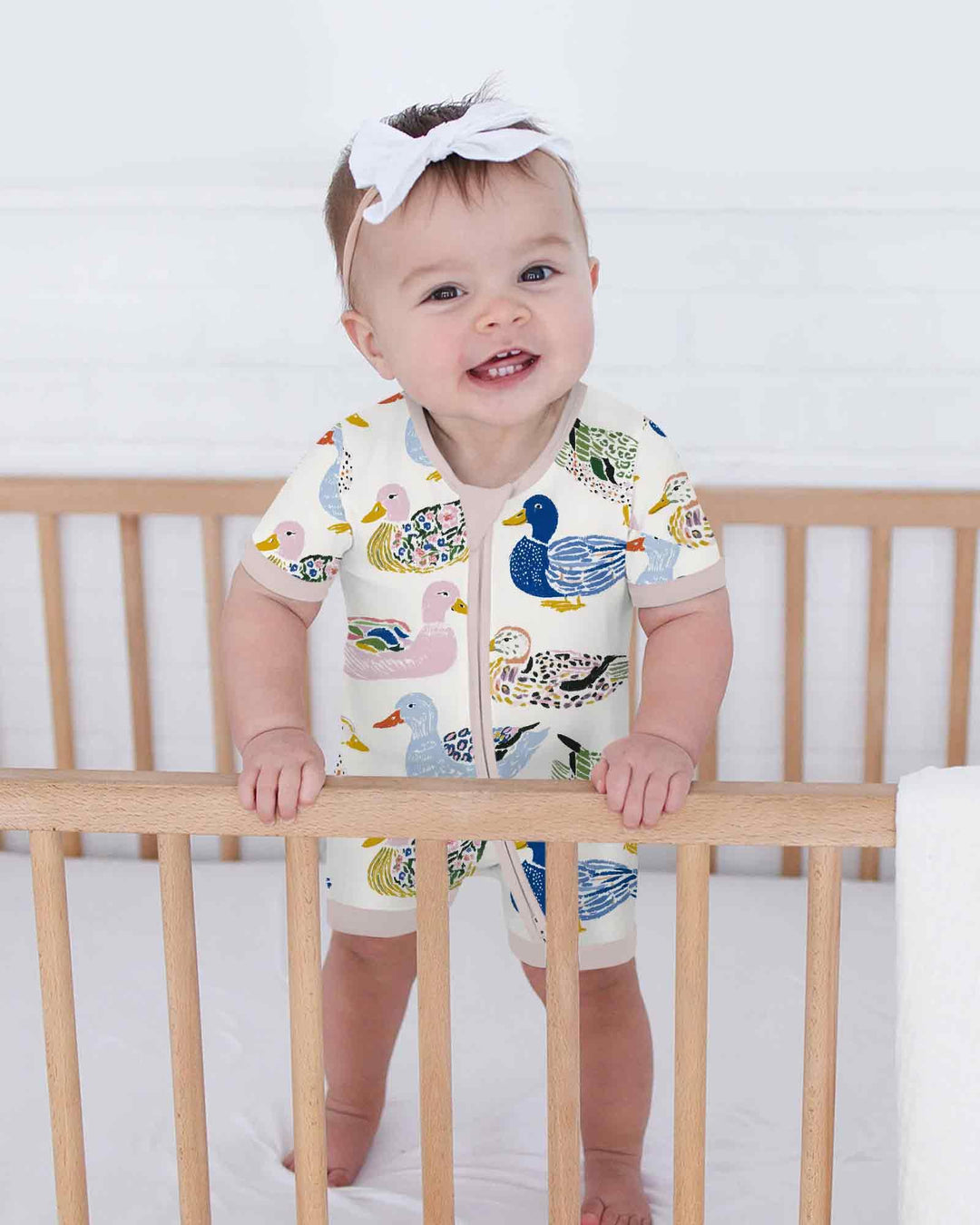 Whimsical Garden Ducks Bamboo Shorty Zippy