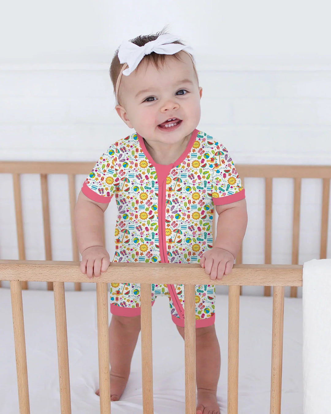 Pijama corto de bambú con cremallera Sunshine Splash Party