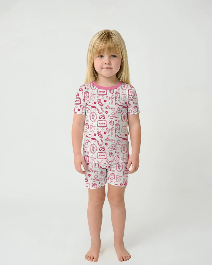 Doodle Wild West Cowgirl Bamboo Two Piece Short Sleeve Shorts Pajama Set