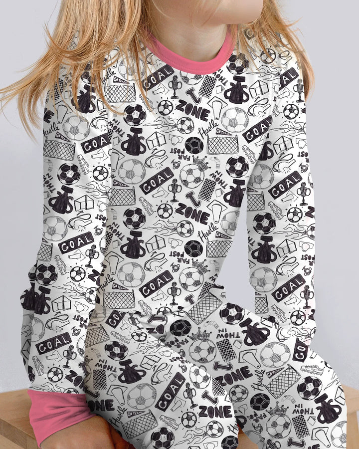 Soccer Doodle Bamboo Two Piece Long Sleeve Pajama Set