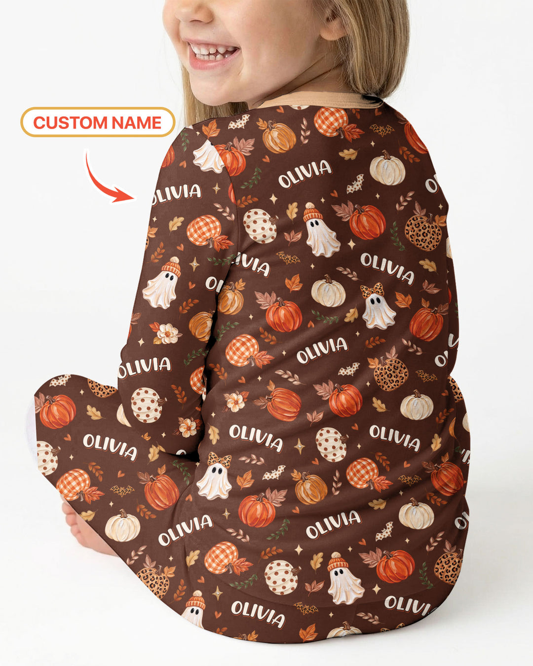 Cutest Pumpkin In The Patch Custom Name Bamboo Two Piece Long Sleeve Pajama Set