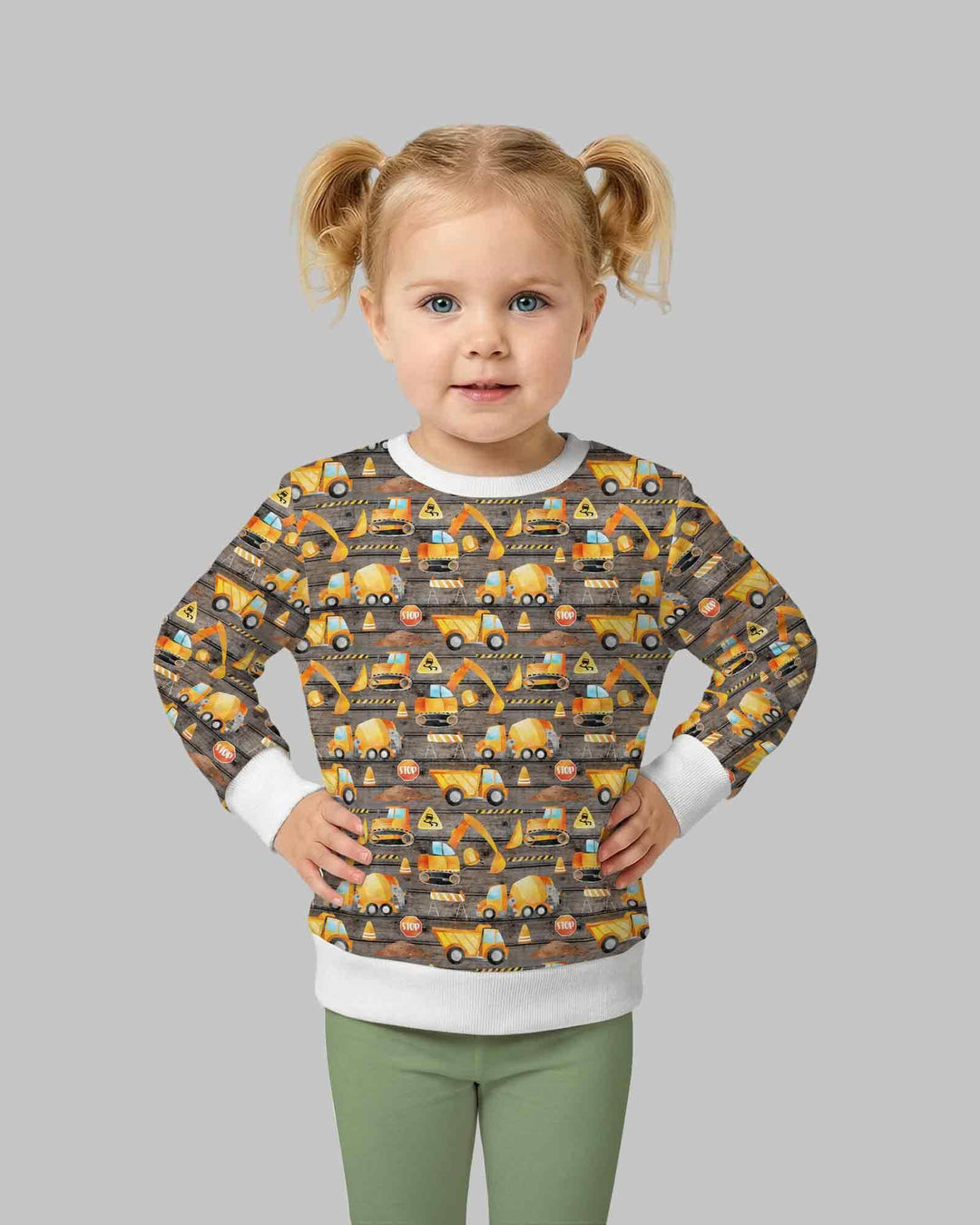 Construction Vehicles Bamboo Crewneck Sweatshirt